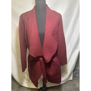 Fashion Nova Coat Women's Front Wrap Pockets Wine Size Medium 100% Polyester NWT